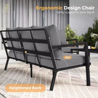 HAPPATIO aluminium tuinmeubelset, 4-delige loungeset met dikke kussens voor tuin, achtertuin en veranda, beige