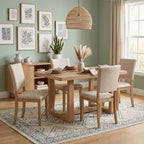GDFStudio Carter Transitional 5-Piece Wood Dining Table Set with Upholstered Chairs