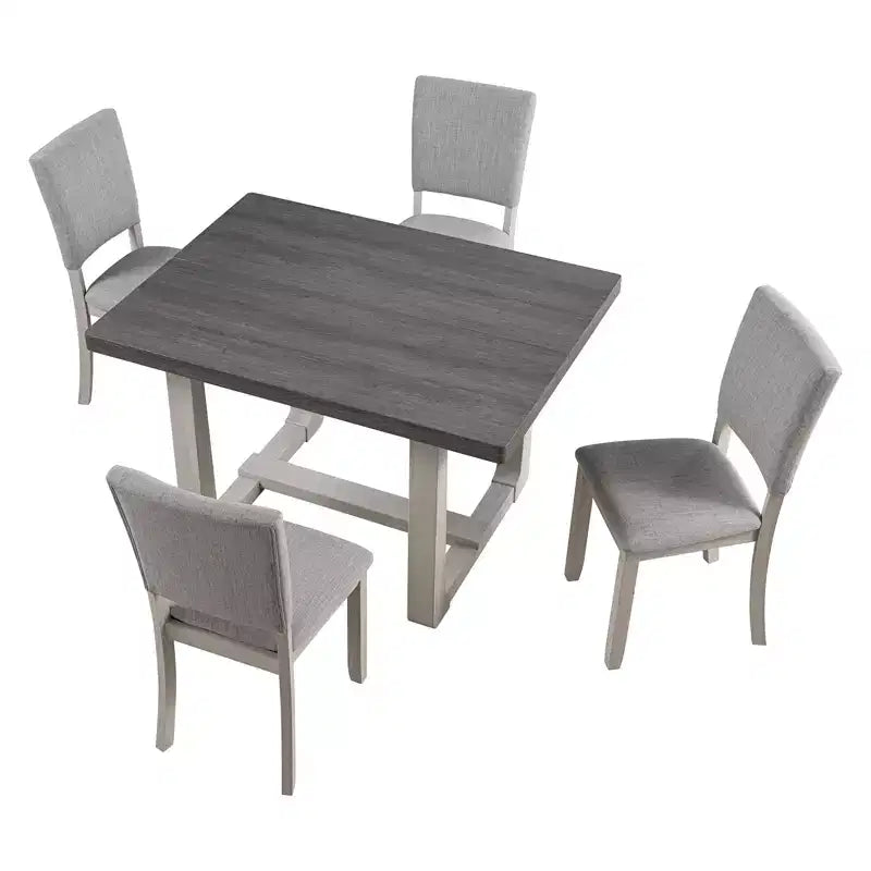 GDFStudio Carter Transitional 5-Piece Wood Dining Table Set with Upholstered Chairs