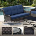 UPTIOT Premium Handwoven Wicker Outdoor Seating Set with Multi-Functional Ottomans