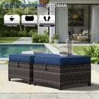 UPTIOT Premium Handwoven Wicker Outdoor Seating Set with Multi-Functional Ottomans