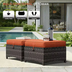 UPTIOT Premium Handwoven Wicker Outdoor Seating Set with Multi-Functional Ottomans