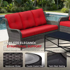 UPTIOT Premium Handwoven Wicker Outdoor Seating Set with Multi-Functional Ottomans