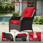 UPTIOT Premium Handwoven Wicker Outdoor Seating Set with Multi-Functional Ottomans