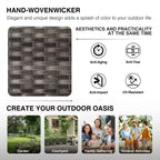 UPTIOT Premium Handwoven Wicker Outdoor Seating Set with Multi-Functional Ottomans