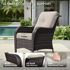 UPTIOT Premium Handwoven Wicker Outdoor Seating Set with Multi-Functional Ottomans