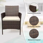 3 Piece Patio Set, PE Rattan Patio Conversation Set with 2 Chairs and 1 Coffee Table, Outdoor Patio Furniture Set for Patio Front Porch Balcony Bistro
