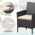3 Piece Patio Set, PE Rattan Patio Conversation Set with 2 Chairs and 1 Coffee Table, Outdoor Patio Furniture Set for Patio Front Porch Balcony Bistro