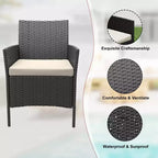 3 Piece Patio Set, PE Rattan Patio Conversation Set with 2 Chairs and 1 Coffee Table, Outdoor Patio Furniture Set for Patio Front Porch Balcony Bistro