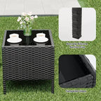 3 Piece Patio Set, PE Rattan Patio Conversation Set with 2 Chairs and 1 Coffee Table, Outdoor Patio Furniture Set for Patio Front Porch Balcony Bistro