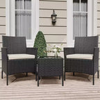 3 Piece Patio Set, PE Rattan Patio Conversation Set with 2 Chairs and 1 Coffee Table, Outdoor Patio Furniture Set for Patio Front Porch Balcony Bistro