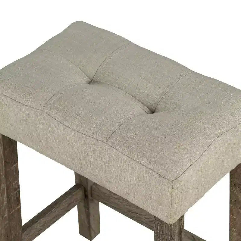 GDFStudio Bennett 3-delige eethoek van hout met barhoogte, met krukjes met biscuitgestikte bekleding