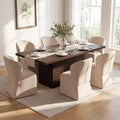 Christopher Knight Home Wichai Modern 7 Piece Wooden and Metal Dining Set with Upholstered Chairs