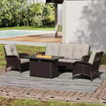 UPTIOT Outdoor Patio Conversation Set with Fire Pit Table & Convertible Seating