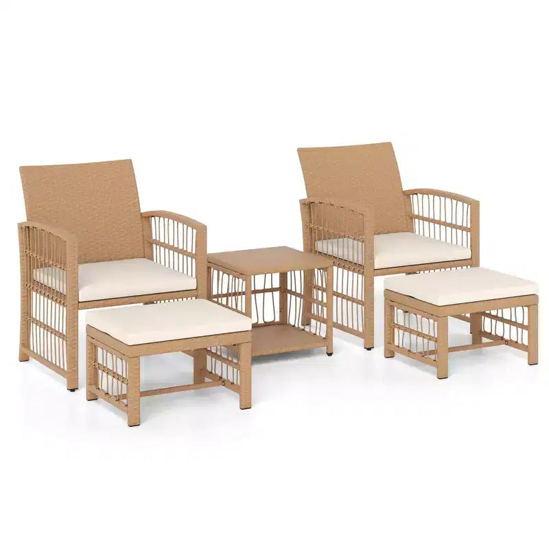 Costway 5 Pieces Patio Conversation Set PE Rattan Balcony Furniture Set with Cushions