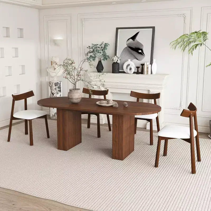 GDFStudio Hayden 62,9-inch ovale houten eetkamerset in boerderijstijl voor 4 personen