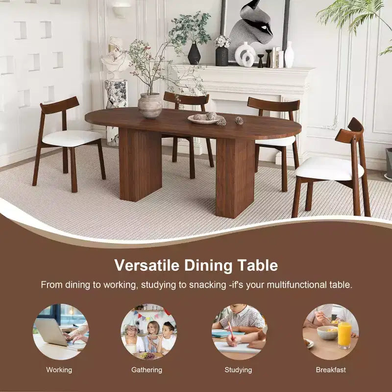 GDFStudio Hayden 62,9-inch ovale houten eetkamerset in boerderijstijl voor 4 personen