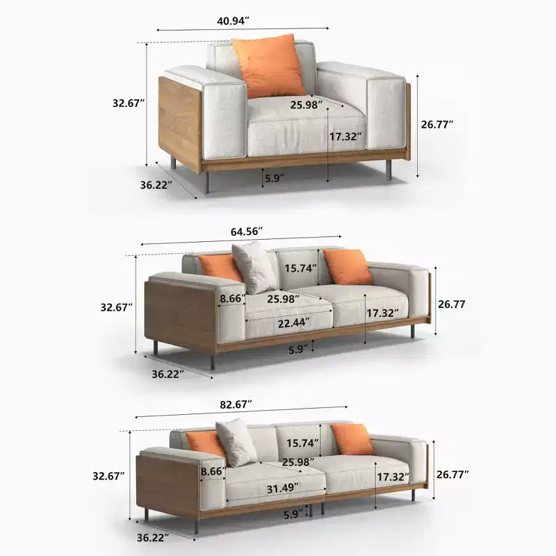 4-Piece Mid-Century Modern Living Room Set: Sofa, Loveseat, Lounge Chair & Expandable Storage Coffee Table (Washable Covers) Gaoyangjiaju