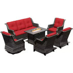 UPTIOT premium tuinset met schommelstoelen, draaistoelen, bank en vuurkorf voor ultieme ontspanning