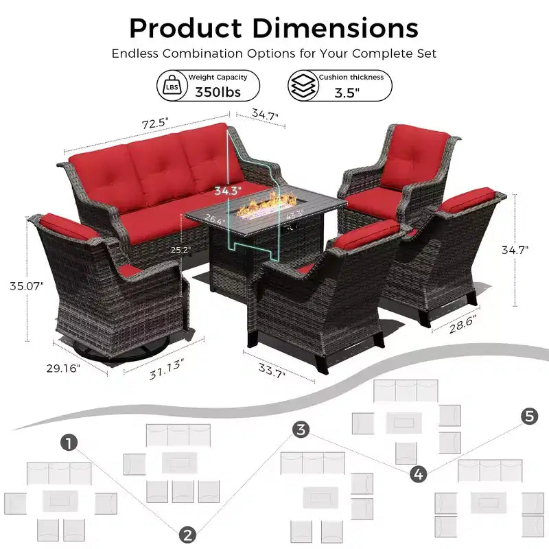 UPTIOT premium tuinset met schommelstoelen, draaistoelen, bank en vuurkorf voor ultieme ontspanning
