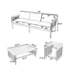 GDFStudio Brynn Patio Acacia Wood 3 Piece Chat Set with 3-Seater Sofa and 2 Coffee Tables