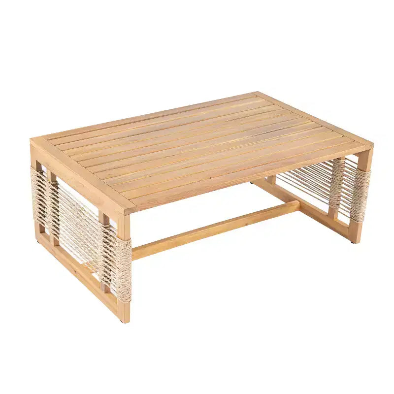 GDFStudio Brynn Patio Acacia Wood 3 Piece Chat Set with 3-Seater Sofa and 2 Coffee Tables