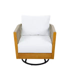 Christopher Knight Home Nguyen Modern 3 Piece Acacia Patio Swivel Chairs with Rope Design and Side Table Set