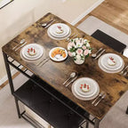 Eetkamertafelset voor 4 personen met gestoffeerde banken en 2 krukken, moderne ruimtebesparende ontbijttafel voor de keuken
