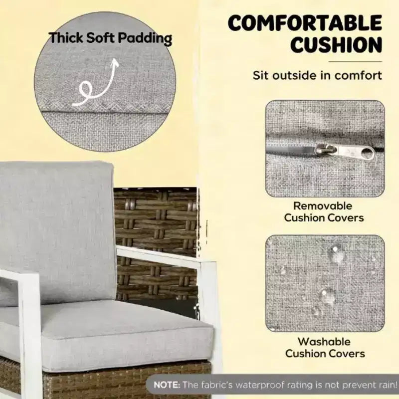 GDFStudio Gerda 5-Piece Outdoor Aluminum Conversation Set with Cushions, Coffee Table and Side Table