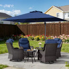 UPTIOT Outdoor Relaxation Set with Rocking Chairs, Side Tables & Sunshade Umbrella for Patio