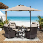 UPTIOT Outdoor Relaxation Set with Rocking Chairs, Side Tables & Sunshade Umbrella for Patio