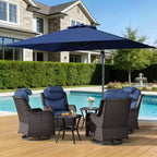 UPTIOT Outdoor Relaxation Set with Rocking Chairs, Side Tables & Sunshade Umbrella for Patio