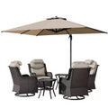 UPTIOT Outdoor Relaxation Set with Rocking Chairs, Side Tables & Sunshade Umbrella for Patio