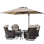 UPTIOT Outdoor Relaxation Set with Rocking Chairs, Side Tables & Sunshade Umbrella for Patio