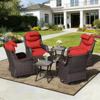 UPTIOT Outdoor Rocking Chair Set with Accent Tables for Patio Relaxation