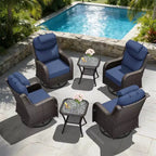 UPTIOT Outdoor Rocking Chair Set with Accent Tables for Patio Relaxation