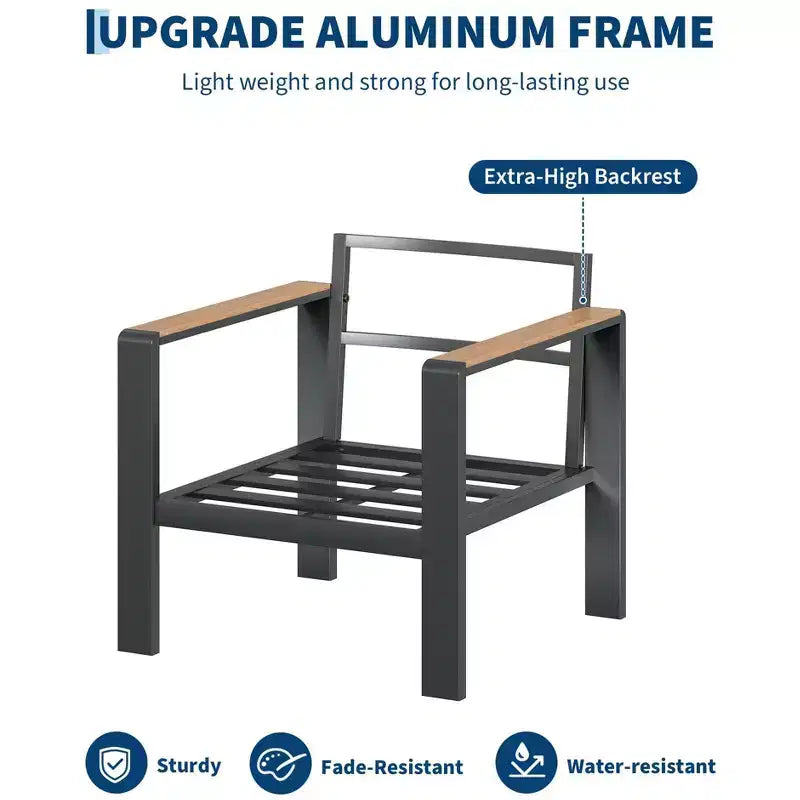 Ensemble de terrasse en aluminium en 5 pièces, ensemble de conversation modulable avec coussins épais lavables et table basse pour terrasse - beige