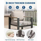 Ensemble de terrasse en aluminium en 5 pièces, ensemble de conversation modulable avec coussins épais lavables et table basse pour terrasse - beige