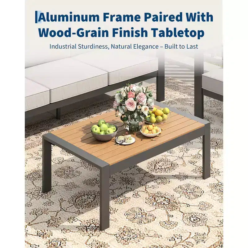 Ensemble de terrasse en aluminium en 5 pièces, ensemble de conversation modulable avec coussins épais lavables et table basse pour terrasse - beige