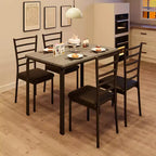 COZONY 5-delige keukentafel- en stoelenset voor 4 personen, rechthoekige eetkamerset met 4 gestoffeerde stoelen, ruimtebesparende diningset