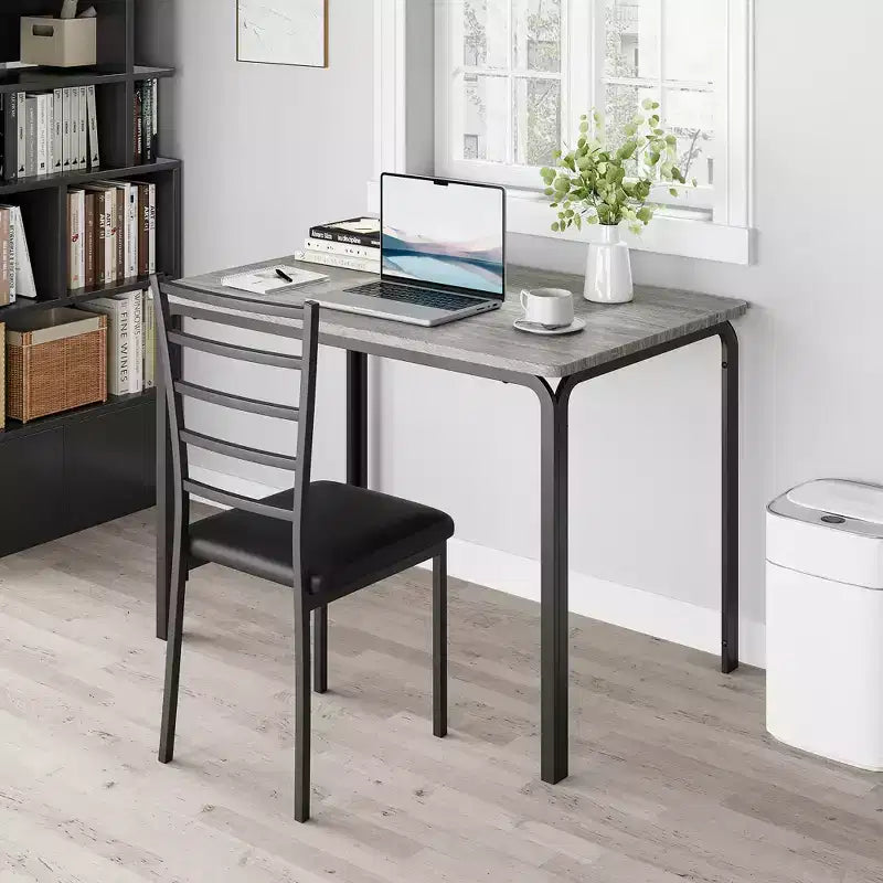 COZONY 5-delige keukentafel- en stoelenset voor 4 personen, rechthoekige eetkamerset met 4 gestoffeerde stoelen, ruimtebesparende diningset