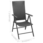 vidaXL Dining Set Black PE Rattan, Aluminum, Glass Small