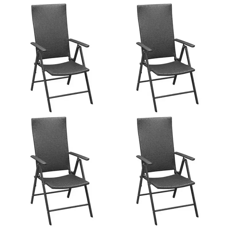 vidaXL Dining Set Black PE Rattan, Aluminum, Glass Small