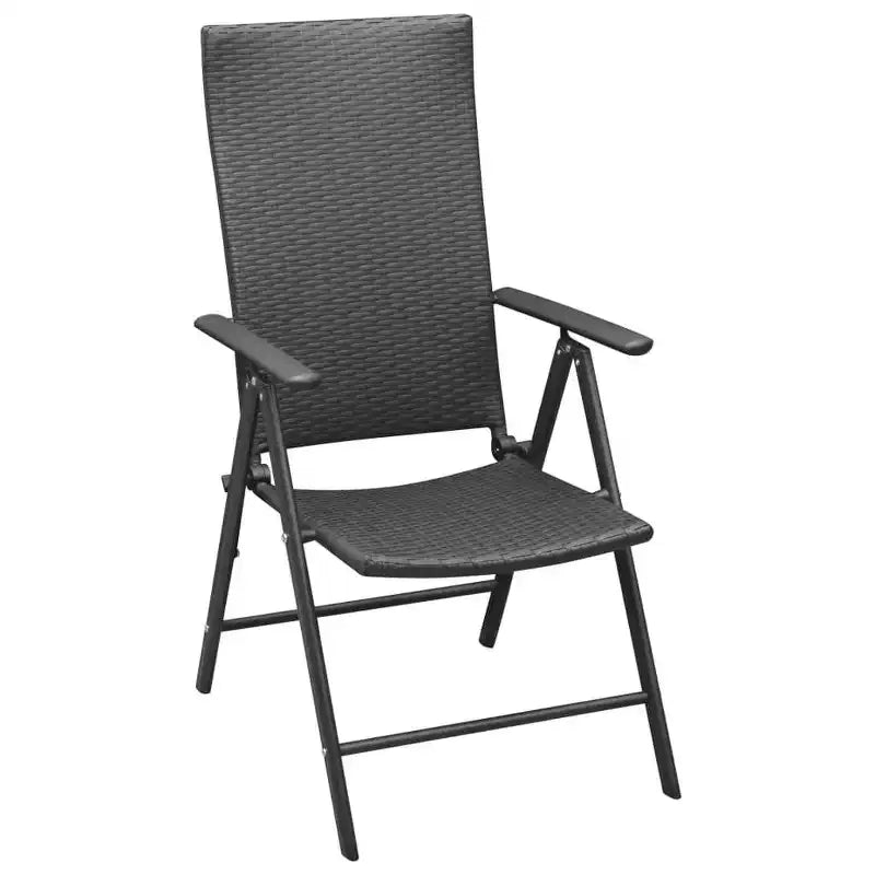 vidaXL Dining Set Black PE Rattan, Aluminum, Glass Small