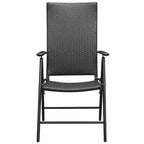 vidaXL Dining Set Black PE Rattan, Aluminum, Glass Small