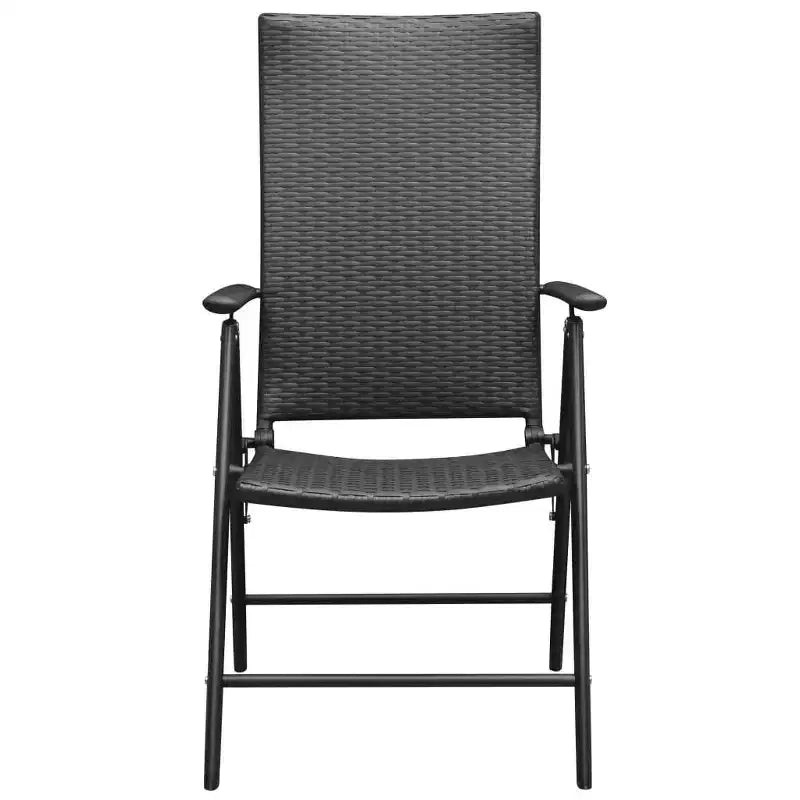vidaXL Dining Set Black PE Rattan, Aluminum, Glass Small