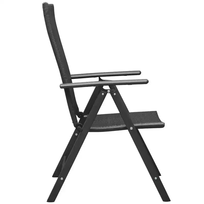 vidaXL Dining Set Black PE Rattan, Aluminum, Glass Small