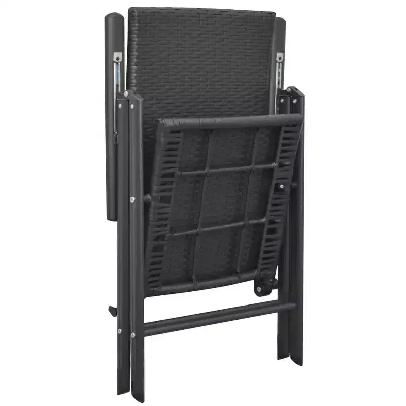 vidaXL Dining Set Black PE Rattan, Aluminum, Glass Small
