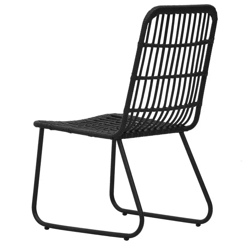 vidaXL Dining Set Black Poly rattan Large Stackable Outdoor Dining Set