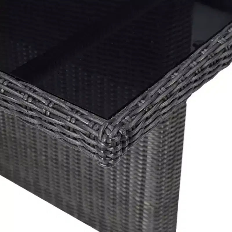 vidaXL Dining Set Black PE rattan 7 Piece Removable Covers